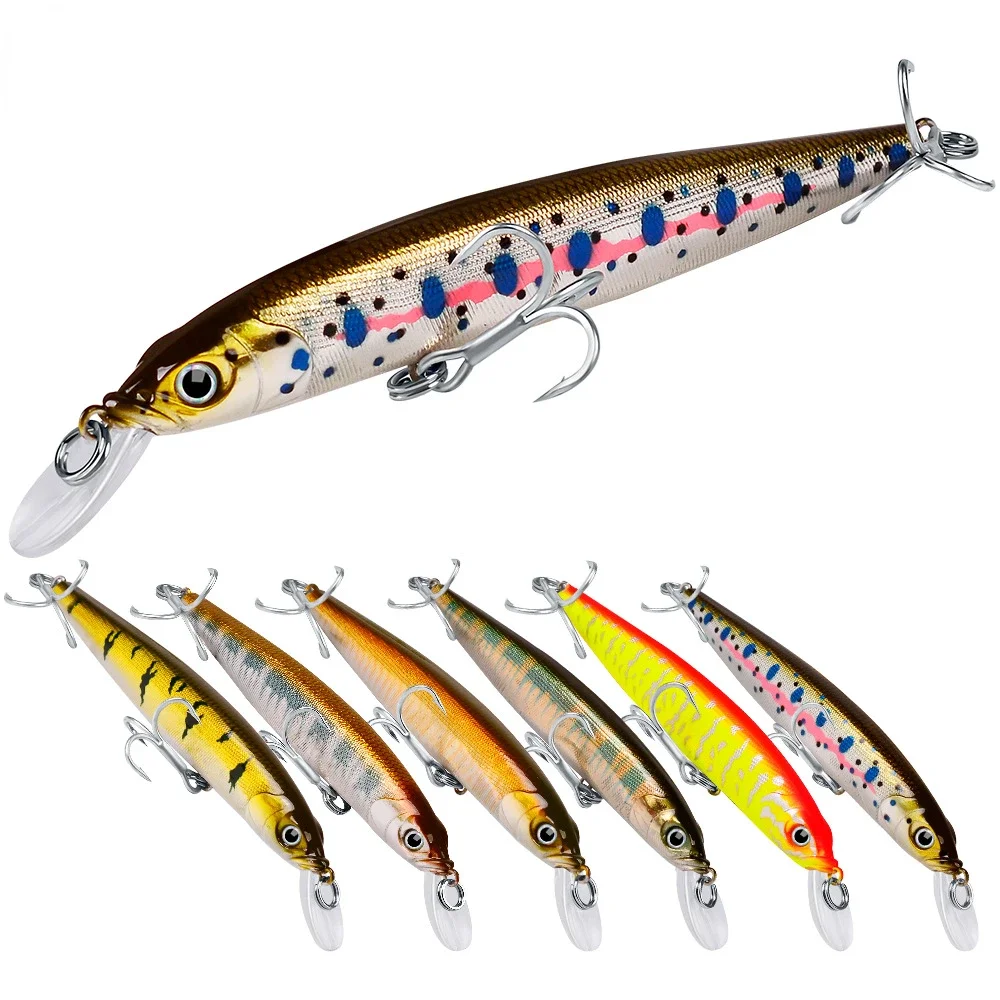 110mm 10.5g Affondamento Minnow Esche Da Pesca Artificiale Esca Dura Pesca Wobblers per Luccio Spigola trota Jerkbait Plastica