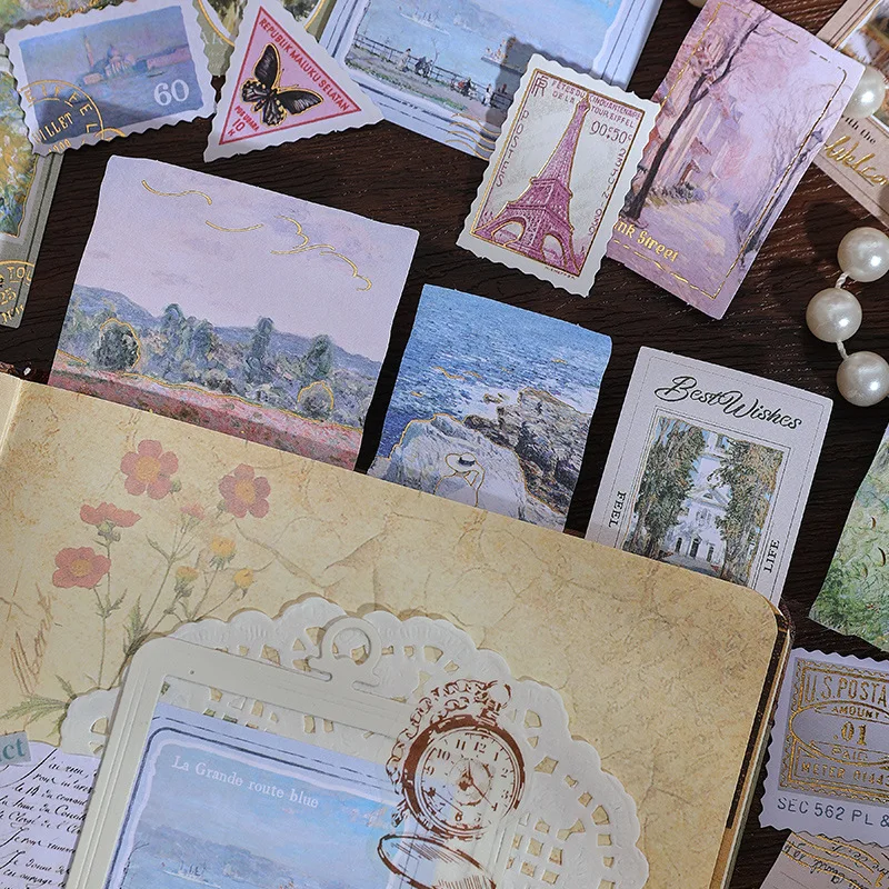 30 قطعة/الحزمة ملصقات ألبوم يوميات مزخرفة على شكل ختم برونزي لمستلزمات المجلات غير المرغوب فيها لسكرابوكينغ