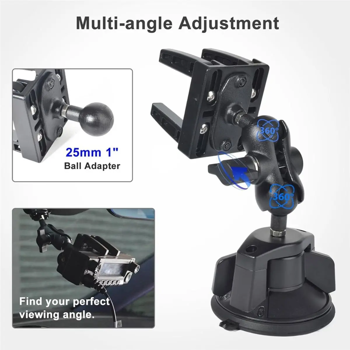 Support universel à ventouse pour voiture, fixation télescopique pour autoradio et support de commande de transceiver