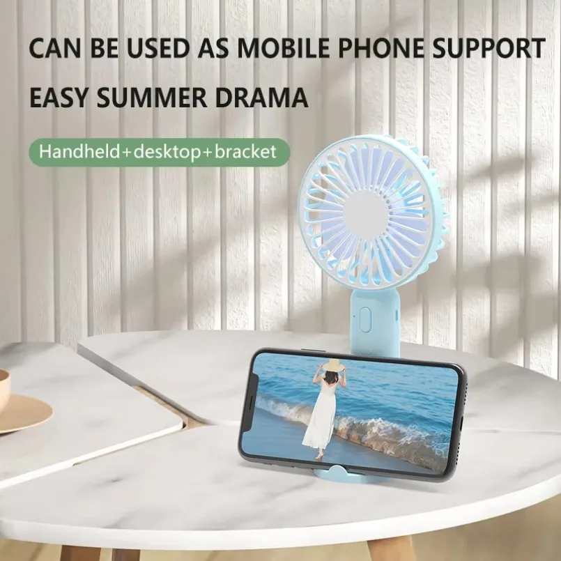 Summer Mini Fan 3 Gears 2 In 1 Handheld Fan With Phone Stand For All Smart Phones Office Outdoor Traveling Rechargeable Cooling