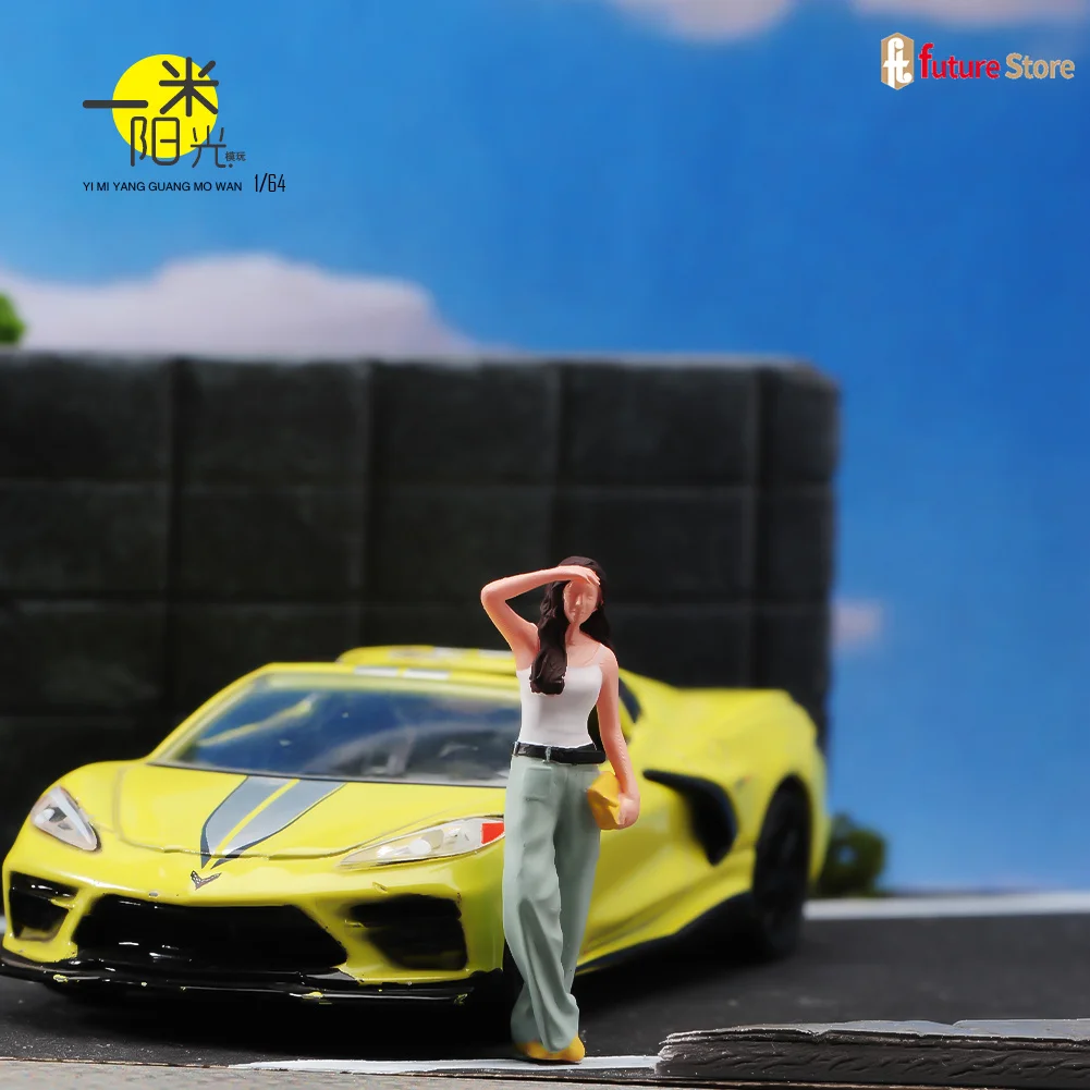Miniature Figure 1/64 1/24 1/18 Beauty Girl Holding Bag Watching Distance Street Scene 3D Diorama Model Mini Doll Creative Props - Image 3