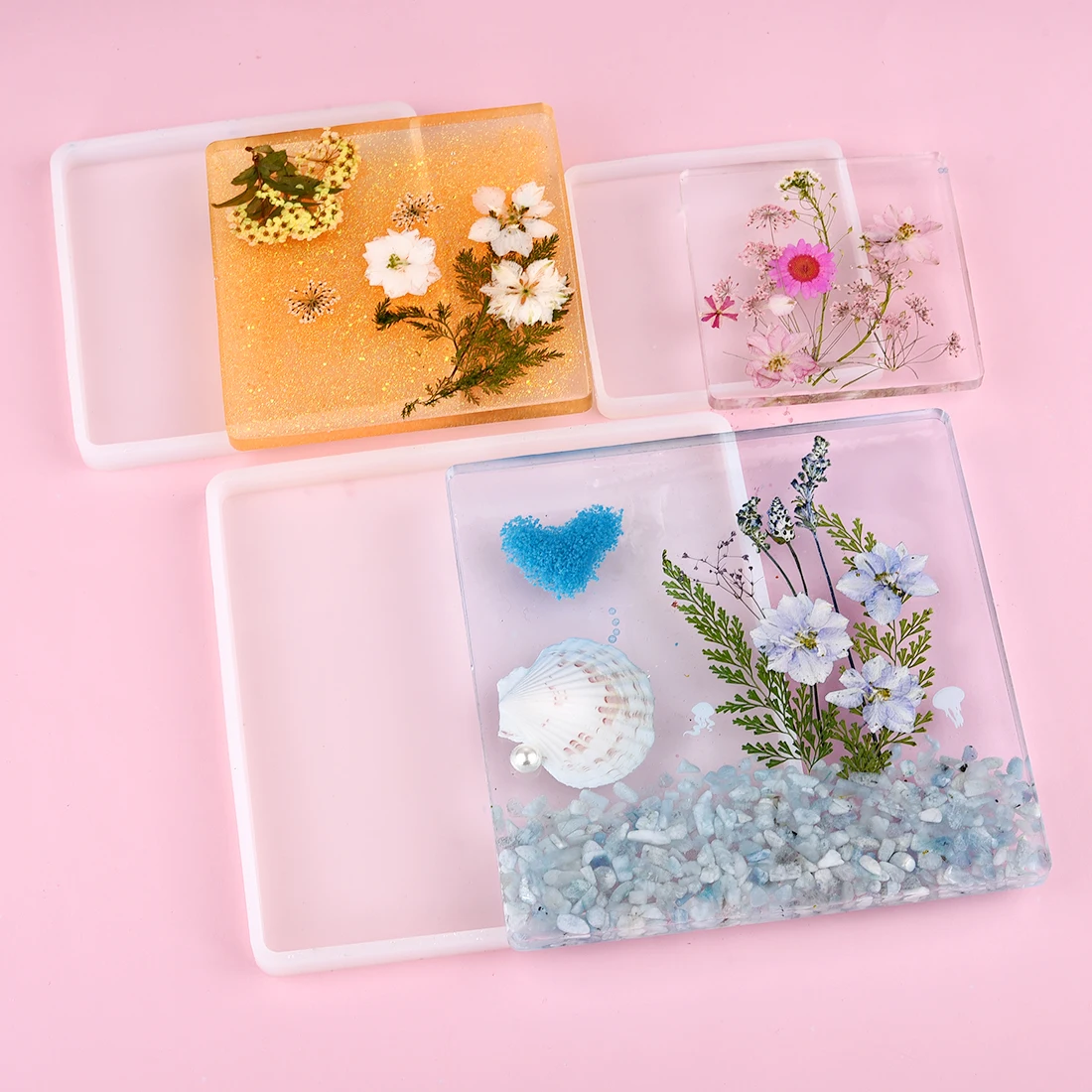 

DIY Round Square Rectangle Shape Coaster Base Silicone Mold Resin Molds Handmade Epoxy Resin UV Mold Tools Craft Home Decoration