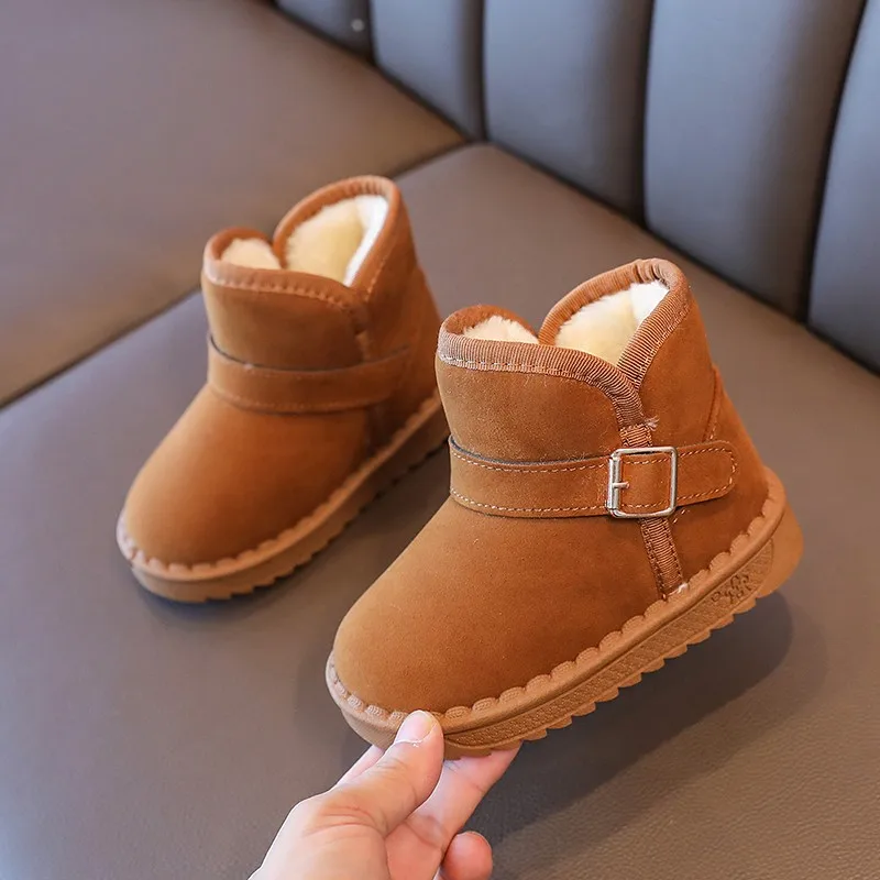 Baby Winter Snow Boots Warm Plush Leather Toddler Shoes Fashion Boys Girls Anti-slip Rubber Sole Baby Sneakers Infant Boots