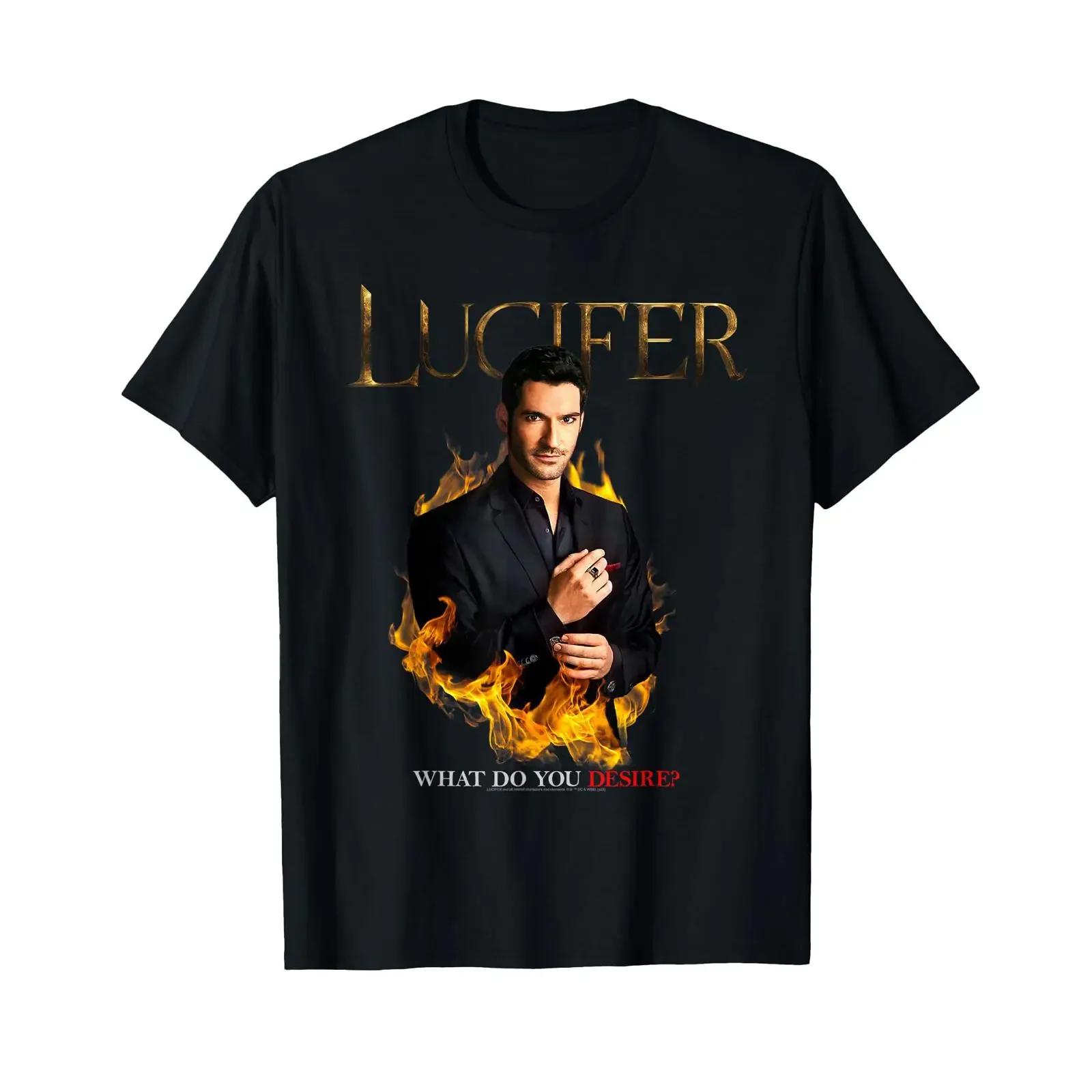 Lucifer What Do You Desire T Shirt Small vintage Washed designer clothes homme Stretched Top For Everyday Wear Slightly Stylish