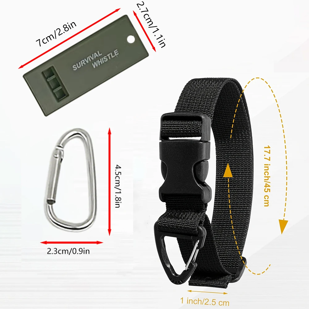 12Pcs Hiking Trekking Hooks Outdoor Hiking Backpack Lanyards Climbing Bag Straps Carabiners Survival Whistles Outdoor Hiking Backpack Accessories