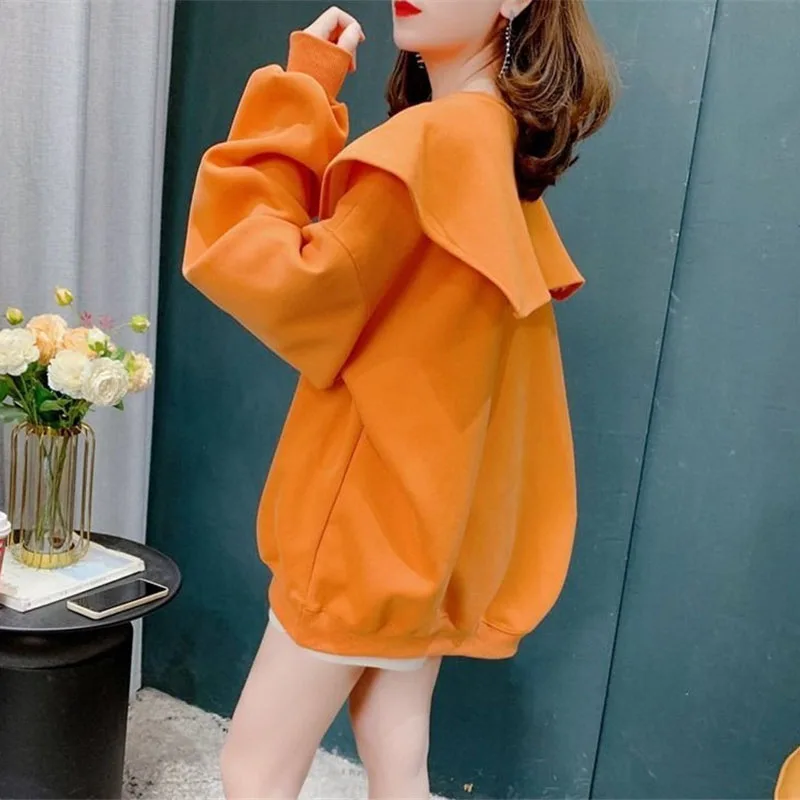 Navy Collar Spring Autumn Thin Sweater Hoodie Fashion Design   Ladies Jacket Pullover 2023 New Korean Coat Outerwear Female Tops