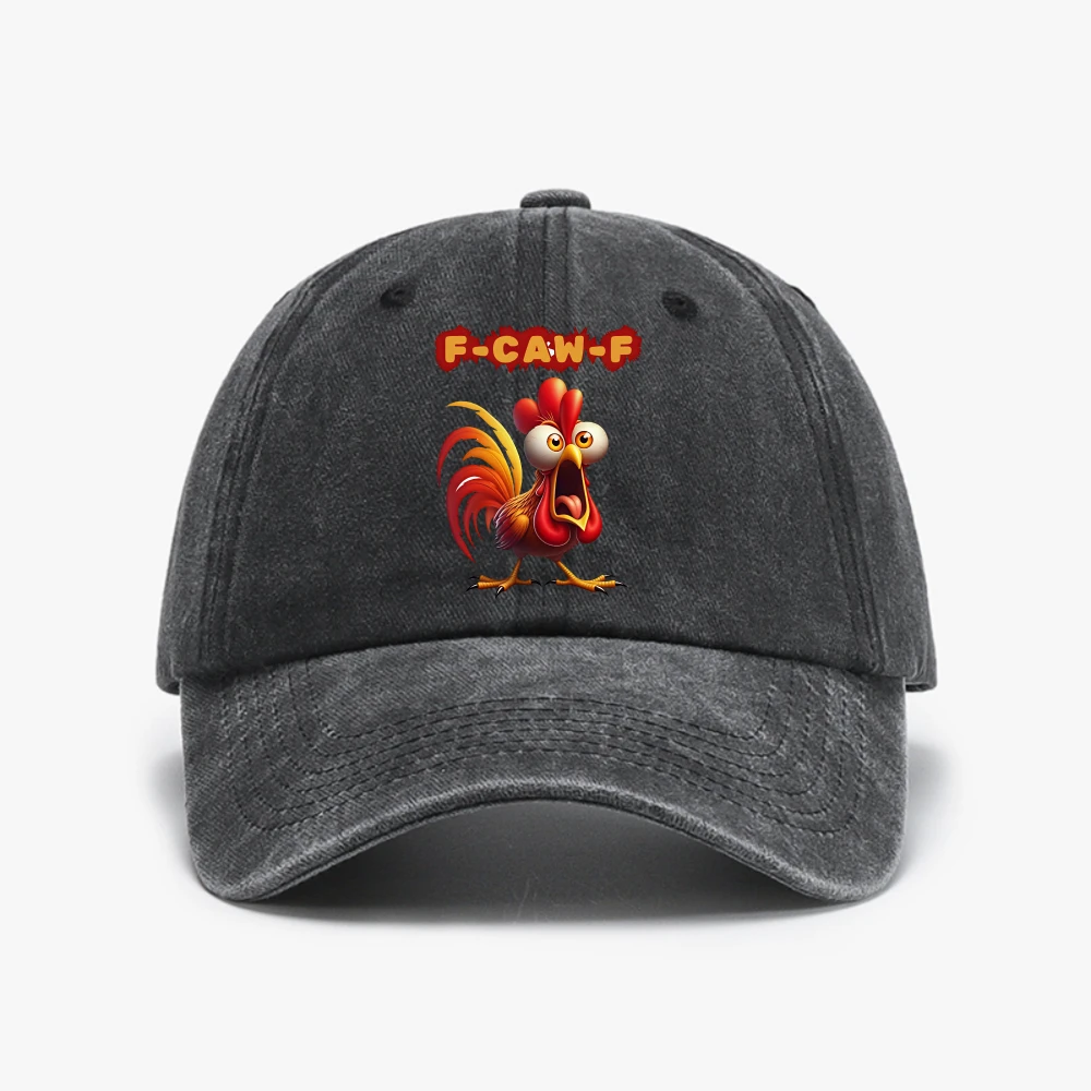 Spring F Caw F Quote Rooster Meme Baseball Cap Sun Sun-Proof Washed Trucker Hat Unisex Men Casual Hiking Fishing Snapback hat