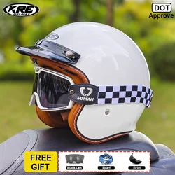 Retro Open Face Helmet Motorcycle Man Women Motorbike Helmets Moto Bike Scooter Accessories Cafe Racer DOT Certificated Casco