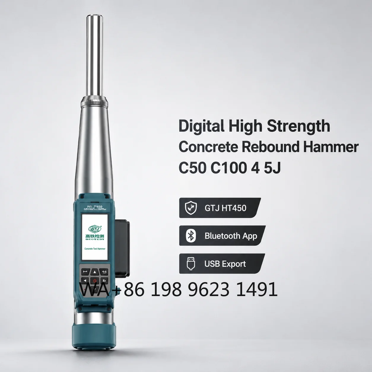 Bluetooth Connected Concrete Rebound Hammer Support App Report Upload High Precision NDT Testing Device On-site Building Strengt