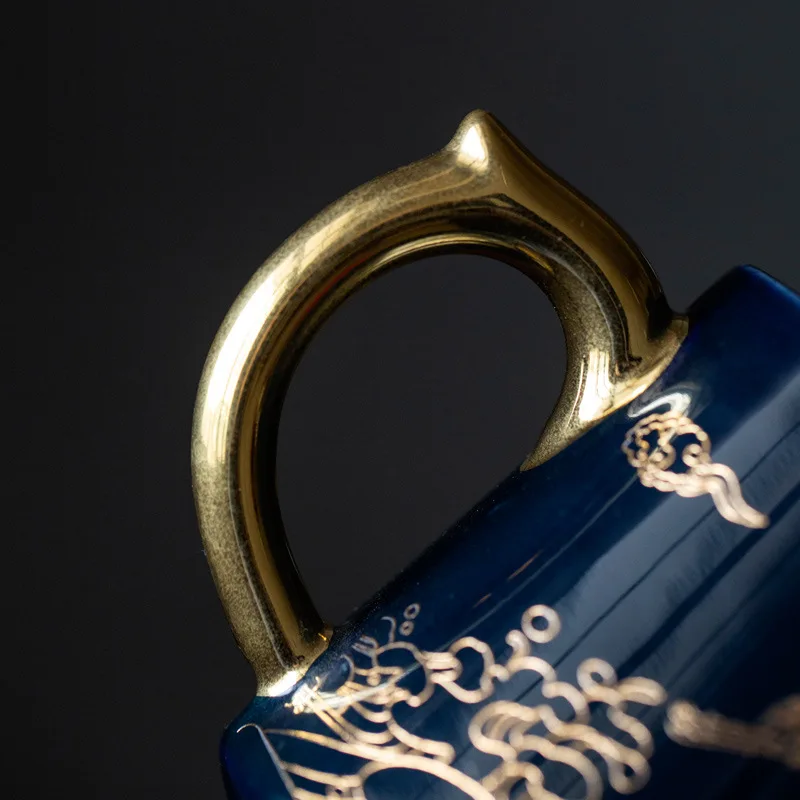 كوب مكتب بمقبض كوب شاي مكتب للرجال والنساء كوب فلتر سيراميك مع غطاء هدية فصل الشاي #5