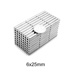 6x25mm Search Magnet Diameter 6mmx25mm Long Bulk Small Round Magnet 6x25 Strong Neodymium Magnet Disc 6*25mm 6*25