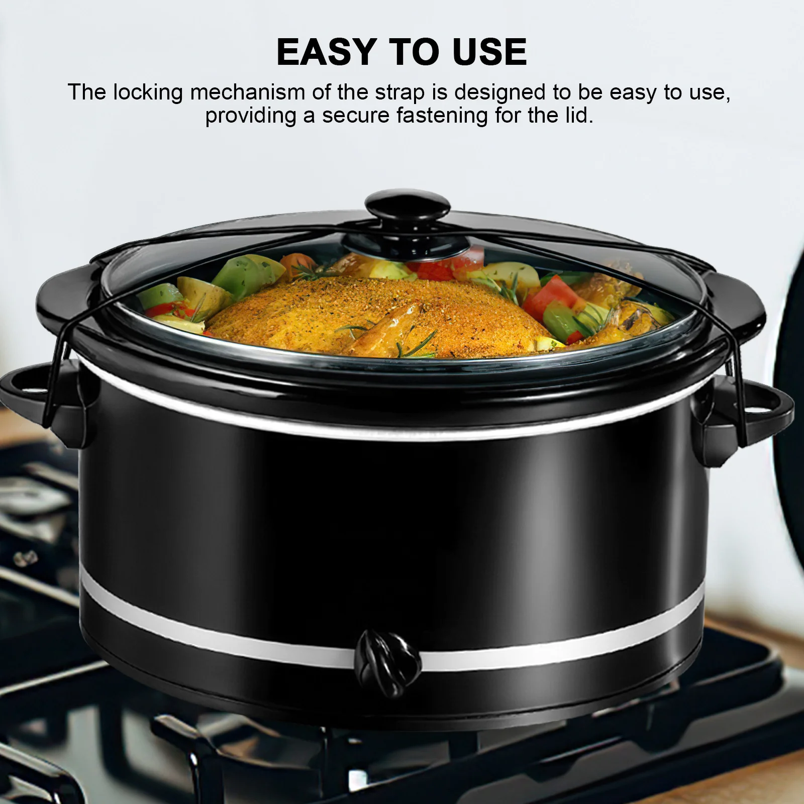 

2Pcs Lid Lock Strap Thickened Rubber Bands for Pot Lid and Slow Cooker Secure Closure Cooking Tools Kitchen Utensil Fixing Bands