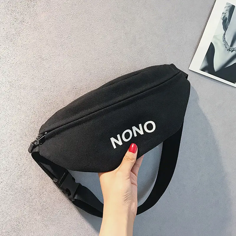 

internet famous chest bag canvas bag women's new fashionable and simple casual crossbody waist bag single shoulder trampolinebag