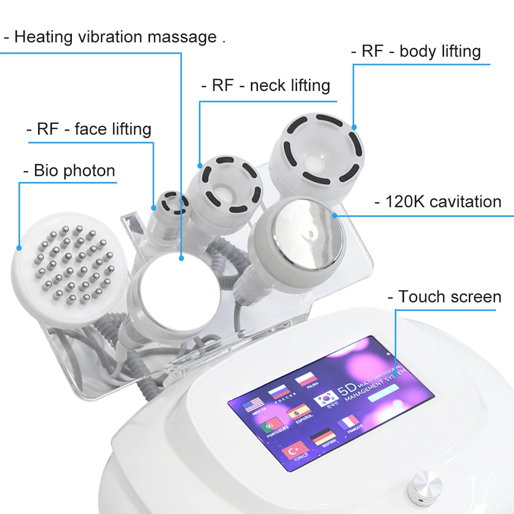 120K Cavitation Machine  Vacuum Body Sculpting Facial Lifting Cellulite Vibrating Massage with Heating Beauty Device