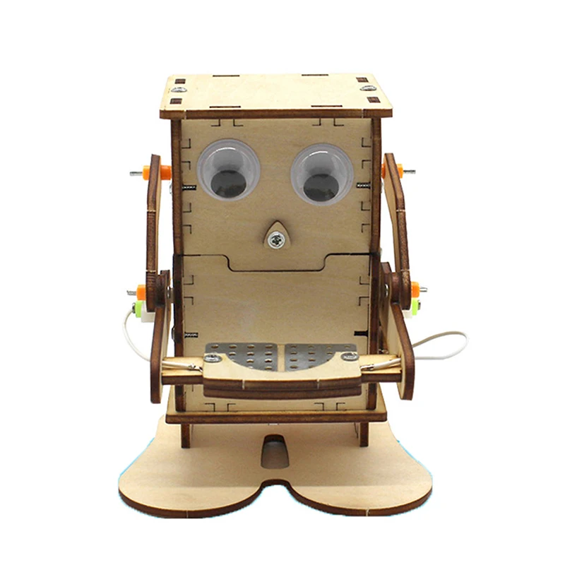 Robot Eating Coin Wood DIY Model Teaching Learning Stem Project Kit For Kid Science Experiment Education Toy Wooden Assemble Kit