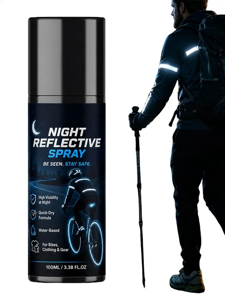 Reflective Glow Spray Paint Glitter Luminous Warning Signs for Clothes Car Bike Outdoor Night Riding Running Night Spray 100ml