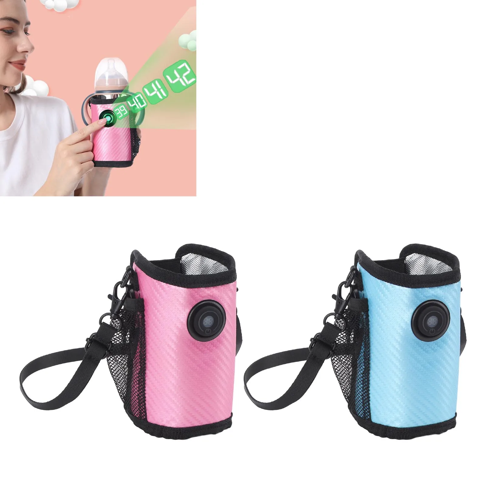 Milk Bottle Warmer Bag Digital Display Constant Temp Adjustable Temperature Baby Bottle Warmer for Home Car