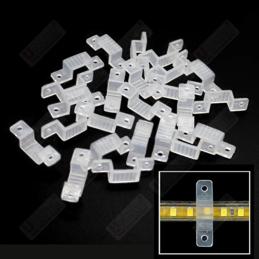 20pcs 10mm 14mm 17mm LED Strip Clips for 110V 220V 5050 2835 5054 LED Strip Plastic Buckle Fixing Clip Flexible Accessories