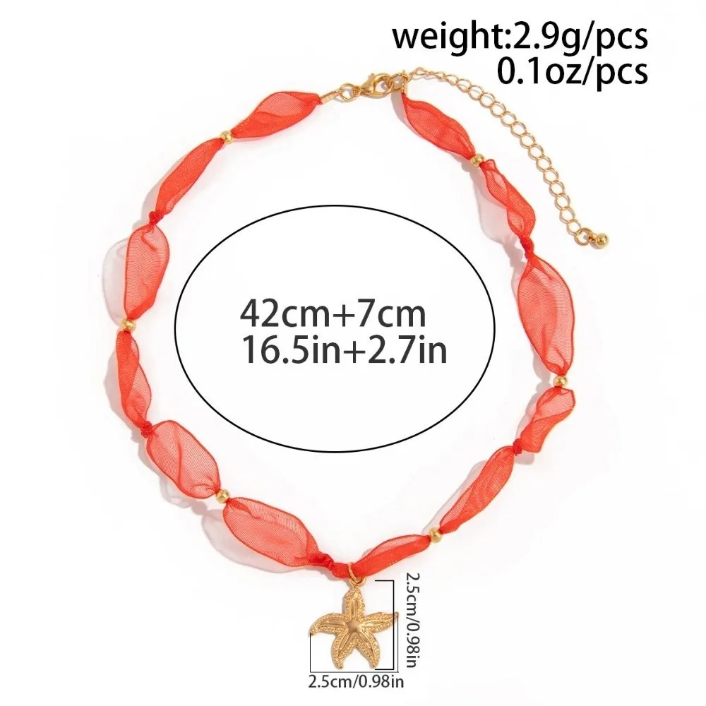 نجم البحر قلادة الدانتيل المختنق قلادة معدنية نجم البحر مجوهرات الحفلات محارة قلادة قلادة قابل للتعديل عطلة الشاطئ القلائد