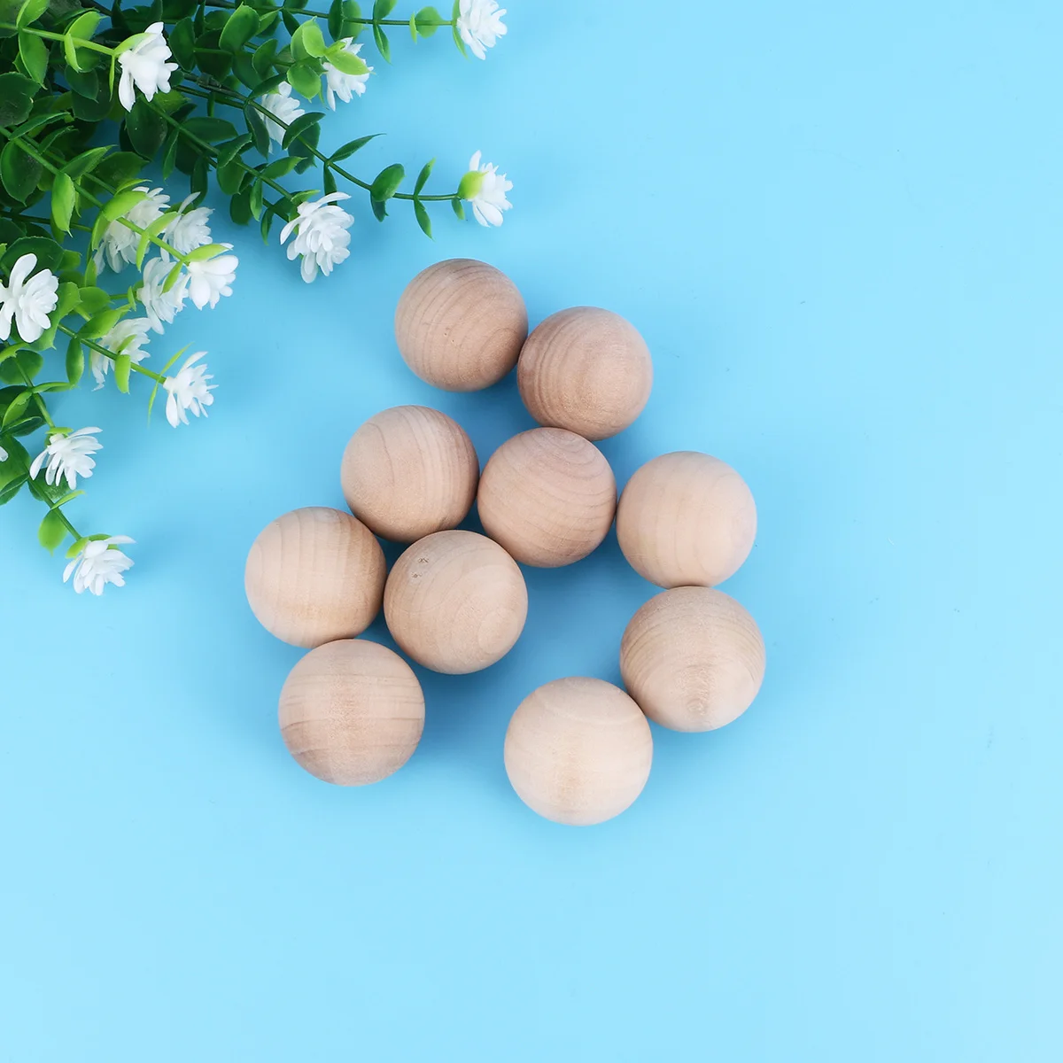 

10pcs Wooden Ball Round Solid Smooth Diy Accessories Craft Supplies For Jewelry Making Painting Drawing Kids Home Decor Gift