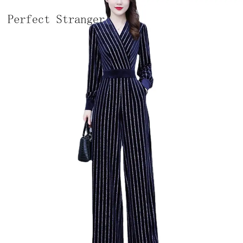 2024 Spring Autumn Velvet Casual Y2K Clothes Long Sleeve V Neck Bodycon  Jumpsuit Women Sporty Streetwear Romper Outfits