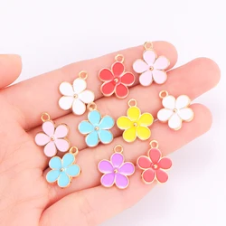 10Pcs Zinc Alloy Metal Enamel Flower Charms For Jewelry Making Supplies DIY Cute Earrings Pendant Bracelet Handmade Accessories