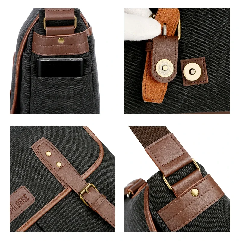 Vintage Men Briefcases Canvas 14 inch Laptop Bags Portable Messenger Bag for Men Business Briefcase Shoulder Bag Dropshipping