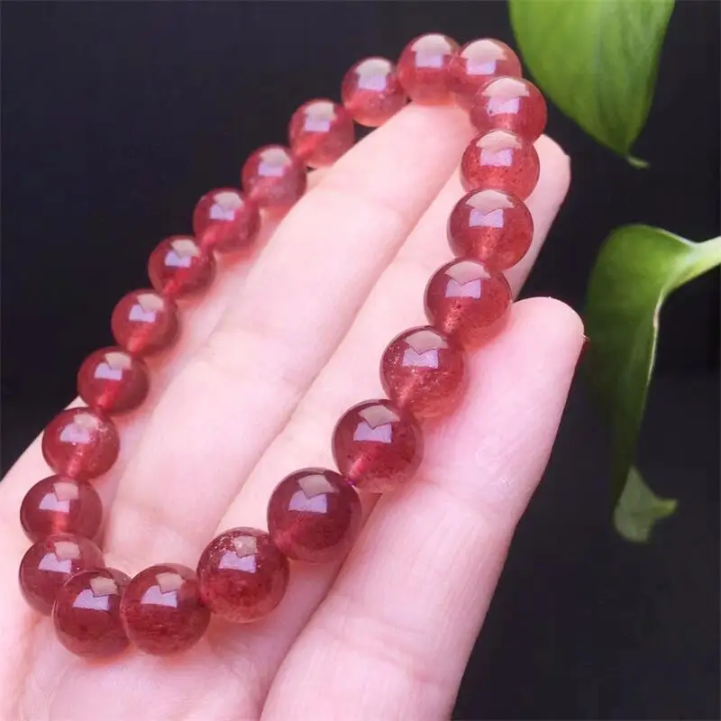 8MM Natural Starlight Strawberry Quartz Bracelet Gemstone Crystal Healing Reiki Gemstone Bracelet Fashion Jewelry Gift 1PCS