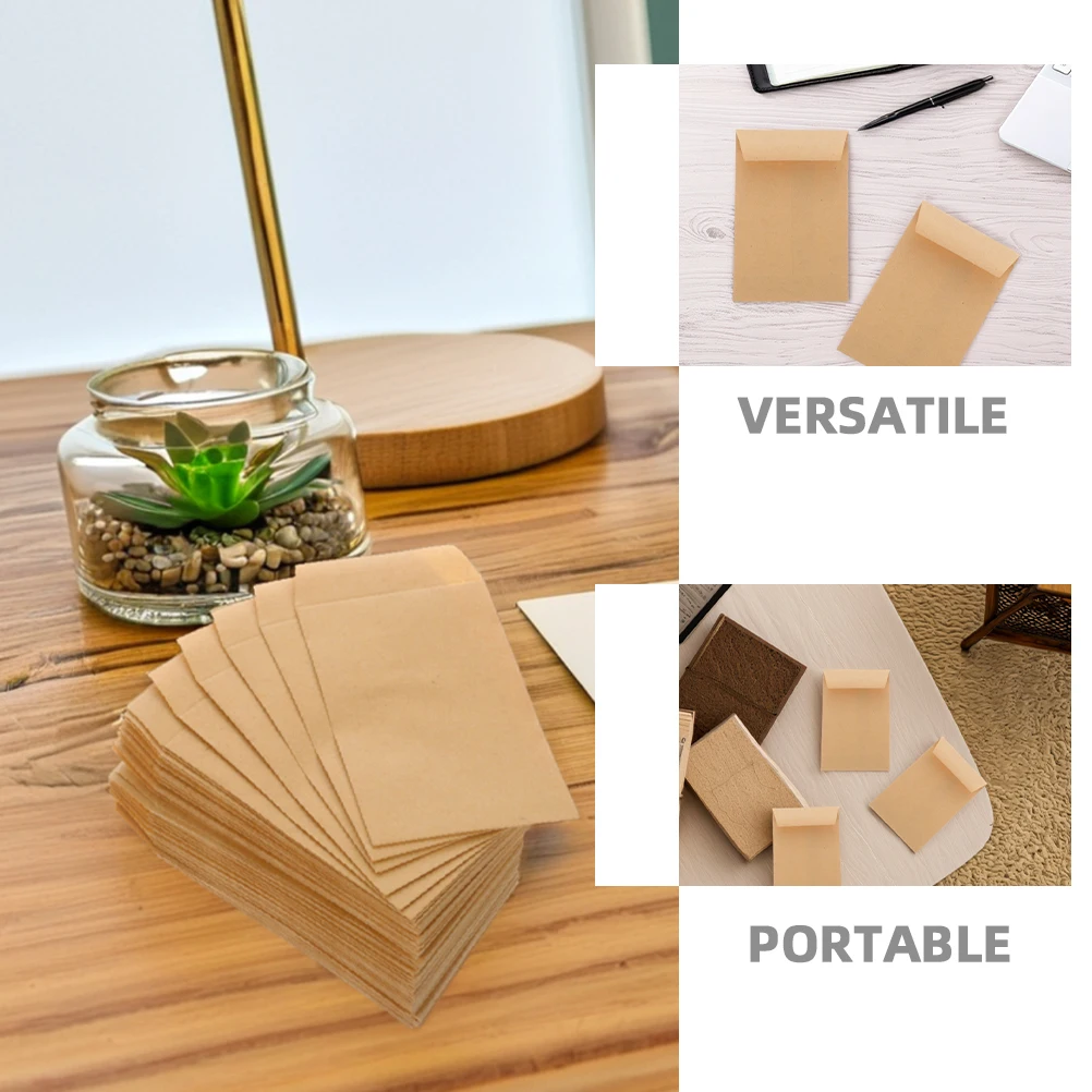 50pcs Envelopes 3 54 x 2 36 Inches Self Sealing Self Sealing Envelopes For Storage Brown Kraft Paper for Storing Cash Jewelry