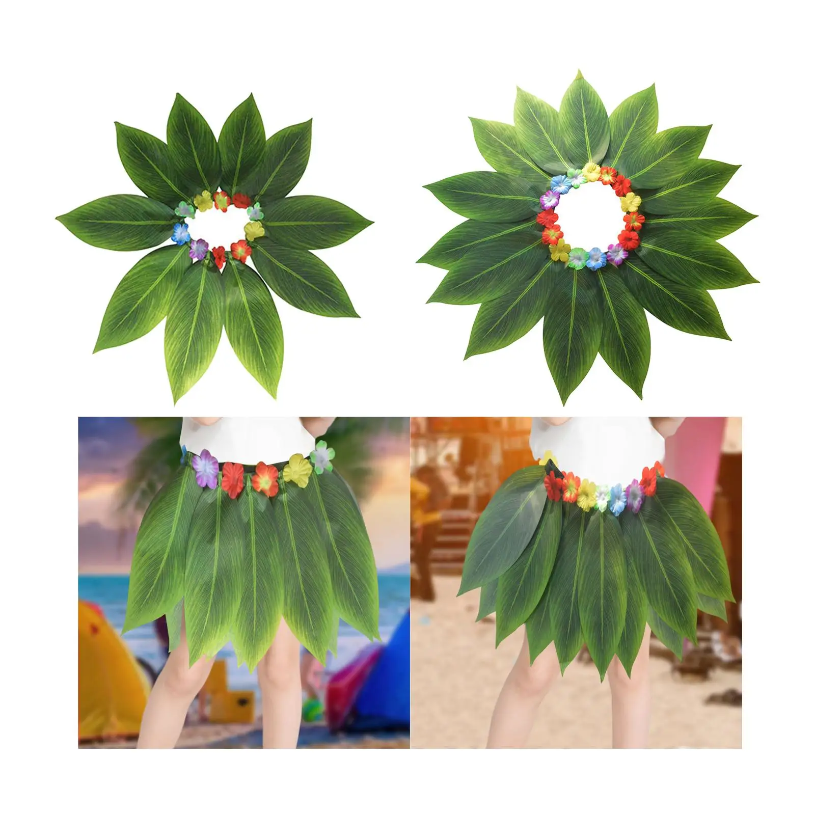 Falda de hierba falda de hoja hawaiana fiesta Luau para mujeres niñas traje de baile
