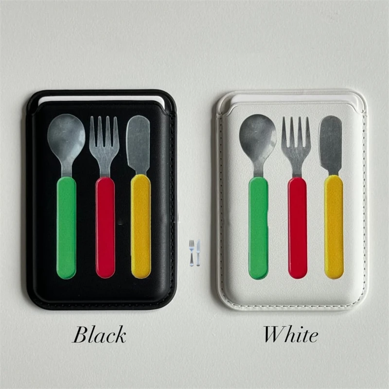 Korea Funny Knife And Fork Wallet Accessories For Magnetic Wireless Charge Case Accessorie For iPhone 15Pro Wallet Card Holder