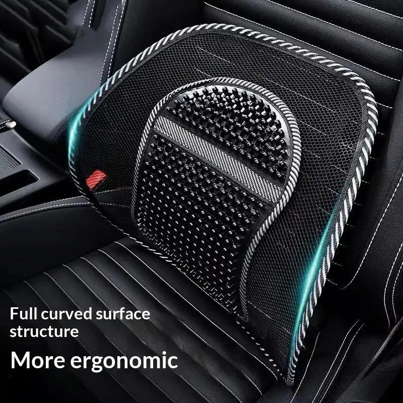 Non-deformable Mesh Car Seat Lumbar Cushion Durable Back Support Brace for Home Office Car Use
