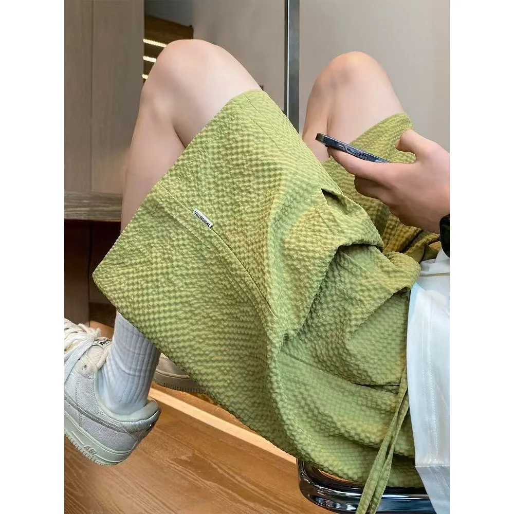 Retro American Style Men's Summer Casual Loose Straight Leg Wide Pants Five-Quarter Shorts Youthful Vitality Everyday Wear