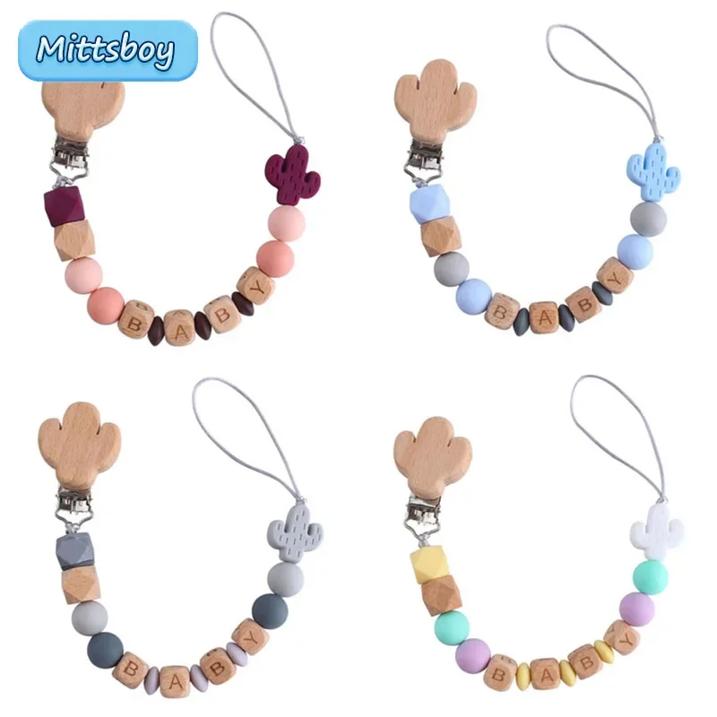 Handmade Cacto Chupeta Clipes Correntes, Nome Personalizado, Contas De Silicone, Personnalise, Infantil Chocker, Dentição Presente Personalizado