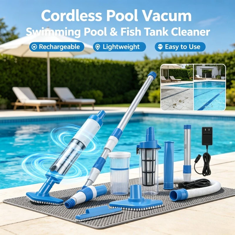 Backyard Pool Maintenance Tool, New Rechargeable Handheld Vacuum, Cordless Cleaner for Spas Hot Tubs and Fish Tanks