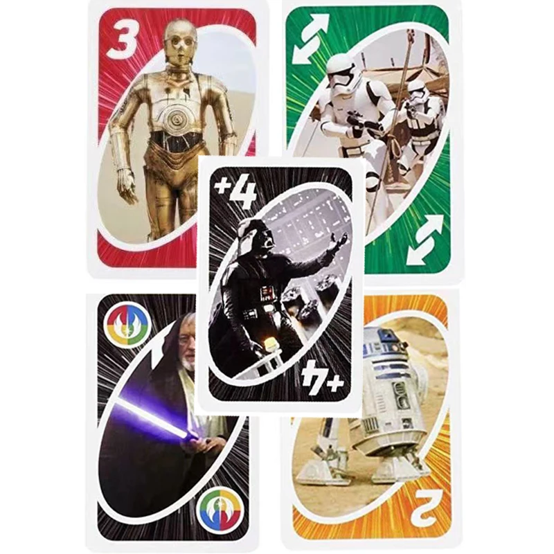 Mattel Games UNO STAR WARS Card Game for Family Night Featuring Tv Show Themed Graphics and a Special Rule for 2-10 Players