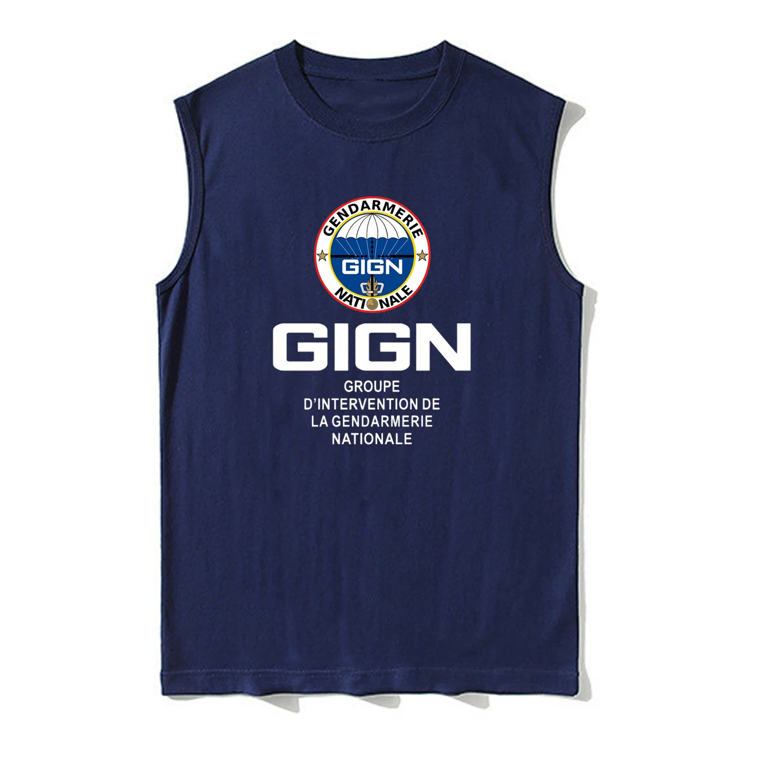 French National Gendarmerie Intervention Group GIGN Elite Unit Vest 100% Cotton O-Neck Tanktops Casual Mens Sleeveless T-shirt