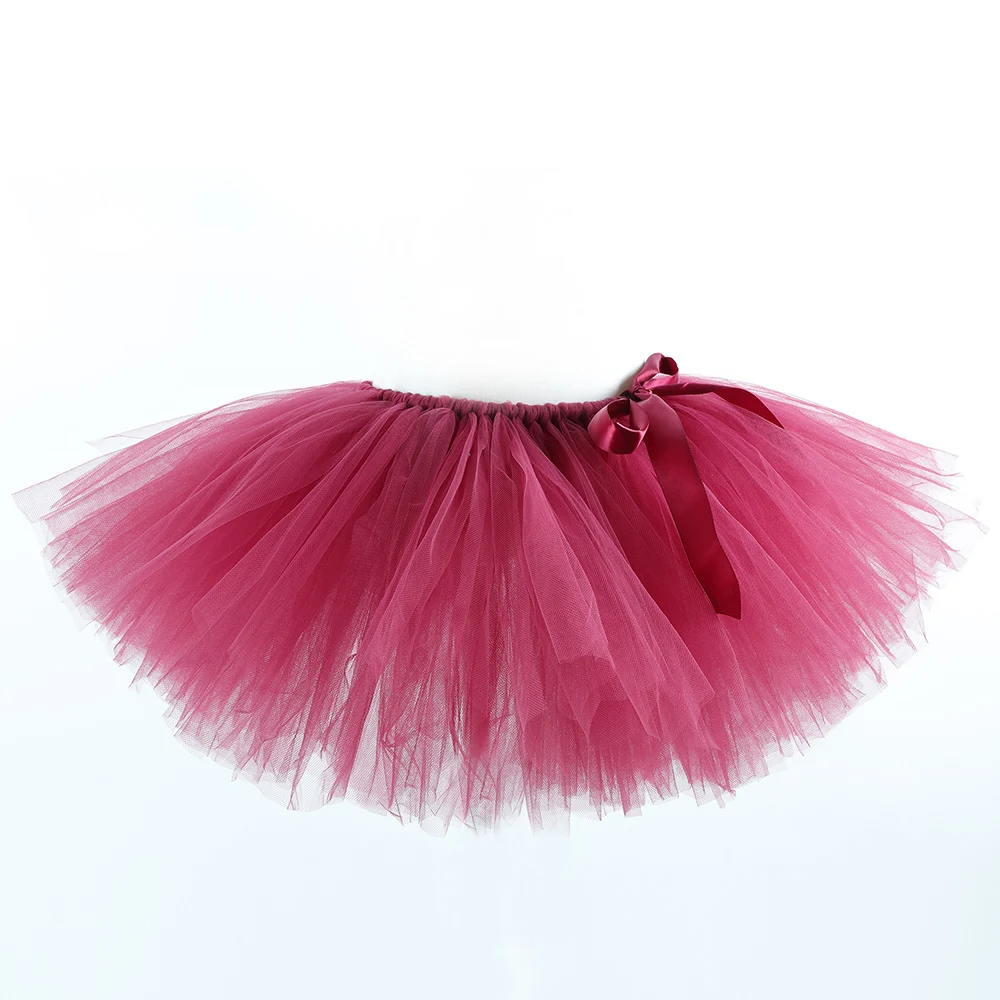 Burgundy Red Tutu Skirt for Girls Dark Wine Red Fluffly Ballet Tutus for Kids Christmas Halloween Costumes Princess Tulle Skirts