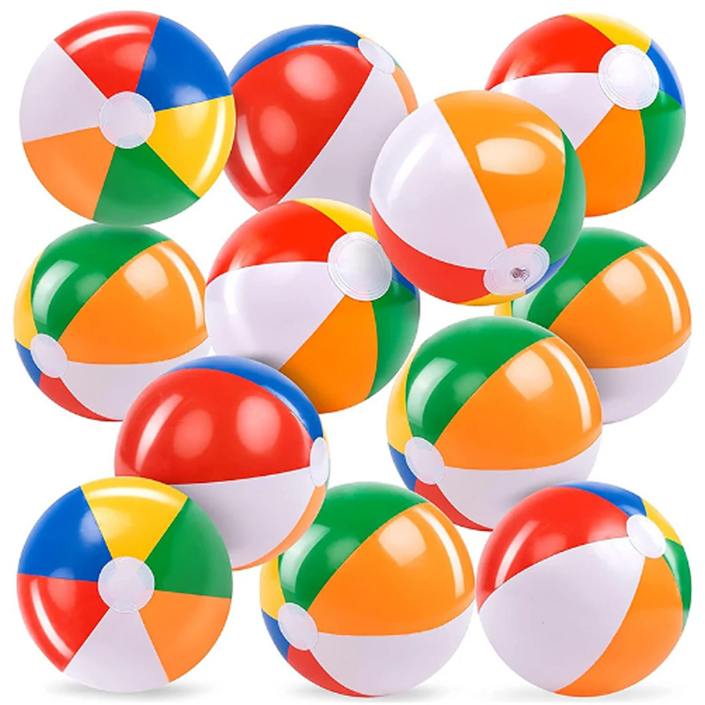 1/3/5/10Pcs Inflatable Rainbow Beach Balls 30 cm/ 12 Inch Swimming Pool Beach Toy for Adults Kids Summer Water Game Gifts Party