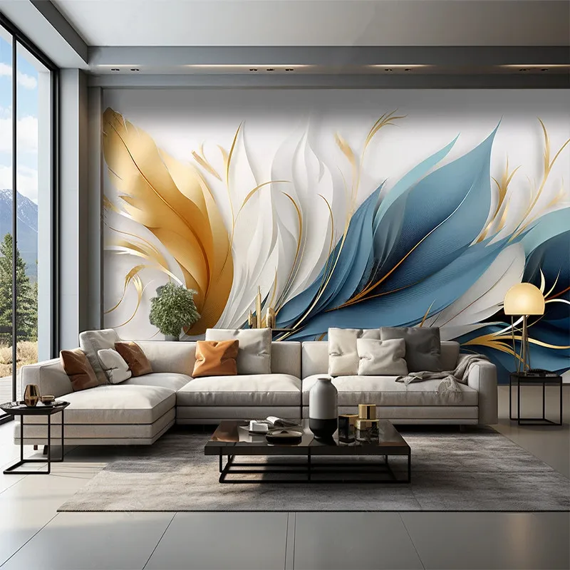 

Custom 3D Mural Papel De Parede Creative Chinese Style Abstract Feather Pattern Wall Decor Sofa Background Wallpaper Backdrop