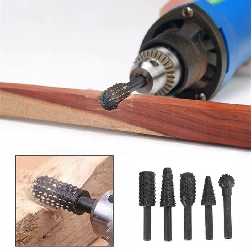 Rotationsraspelsatz Holzschnitzwerkzeuge Holzschnitzfeile Raspelbohrer 1/4'' Sechskantschaft Rotationsraspelfeile für DIY-Holzbearbeitung – Detail 3