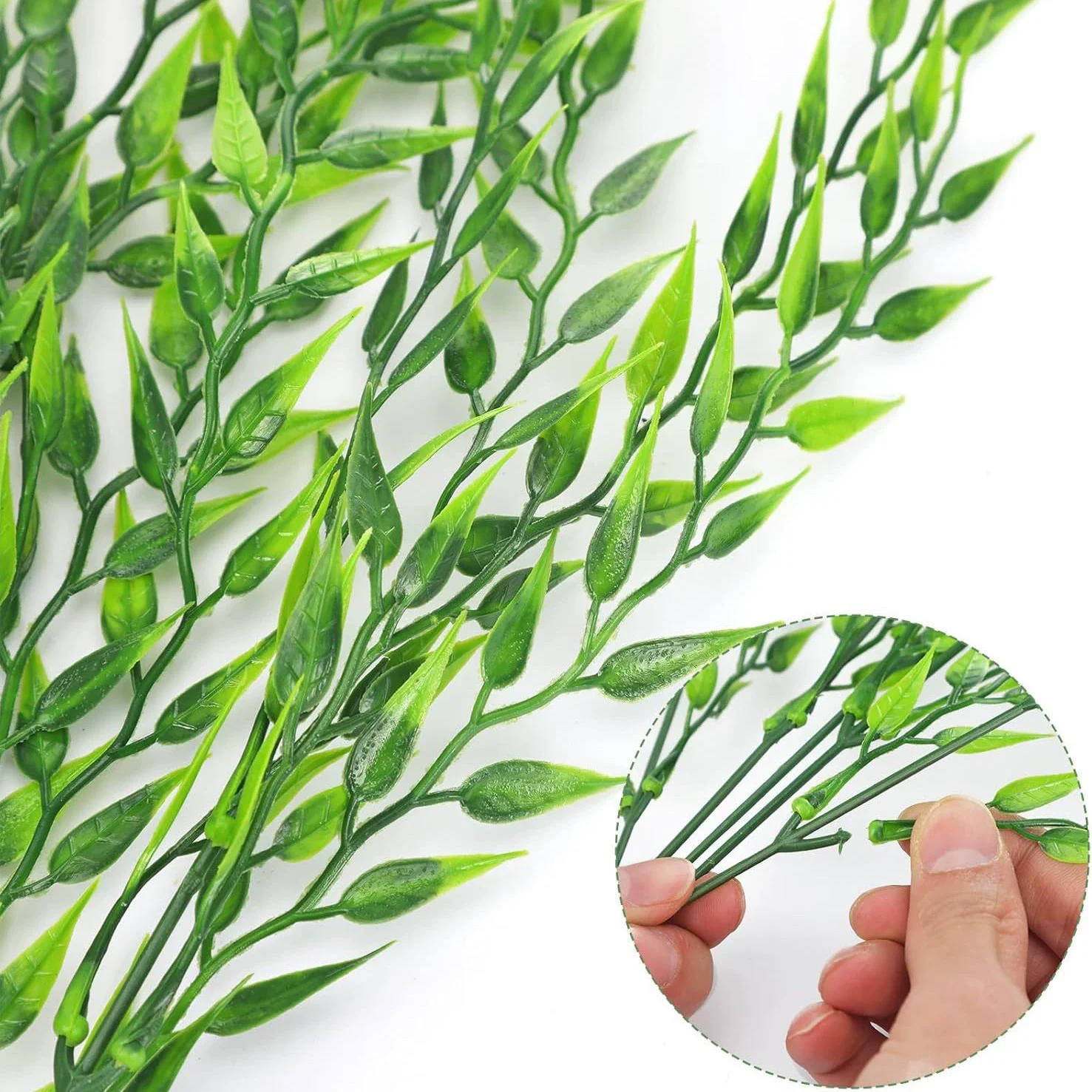 50 سنتيمتر نبات الصفصاف الاصطناعي البلاستيك الخوص أوراق الصفصاف الخضرة الكرمة نباتات معلقة لحفل الزفاف حديقة المنزل الجدار الديكور