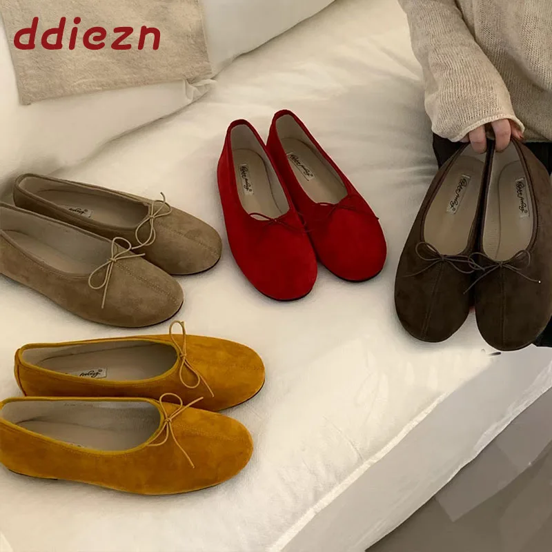 Neue Herbst-Frühlings-Damenschuhe, flache Ballerinas, weiche Schuhe mit runder Spitze, modische flache Slipper für Damen