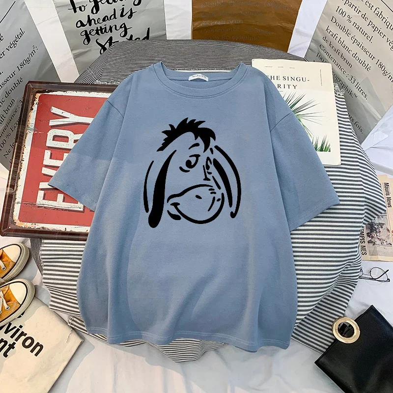 Harajuku Women T Shirt Disney Eeyore Anime Kawaii Graphic Short Sleeve T-shirts Fashion 2023 Blouses Streetwear Y2k Clothes Tops