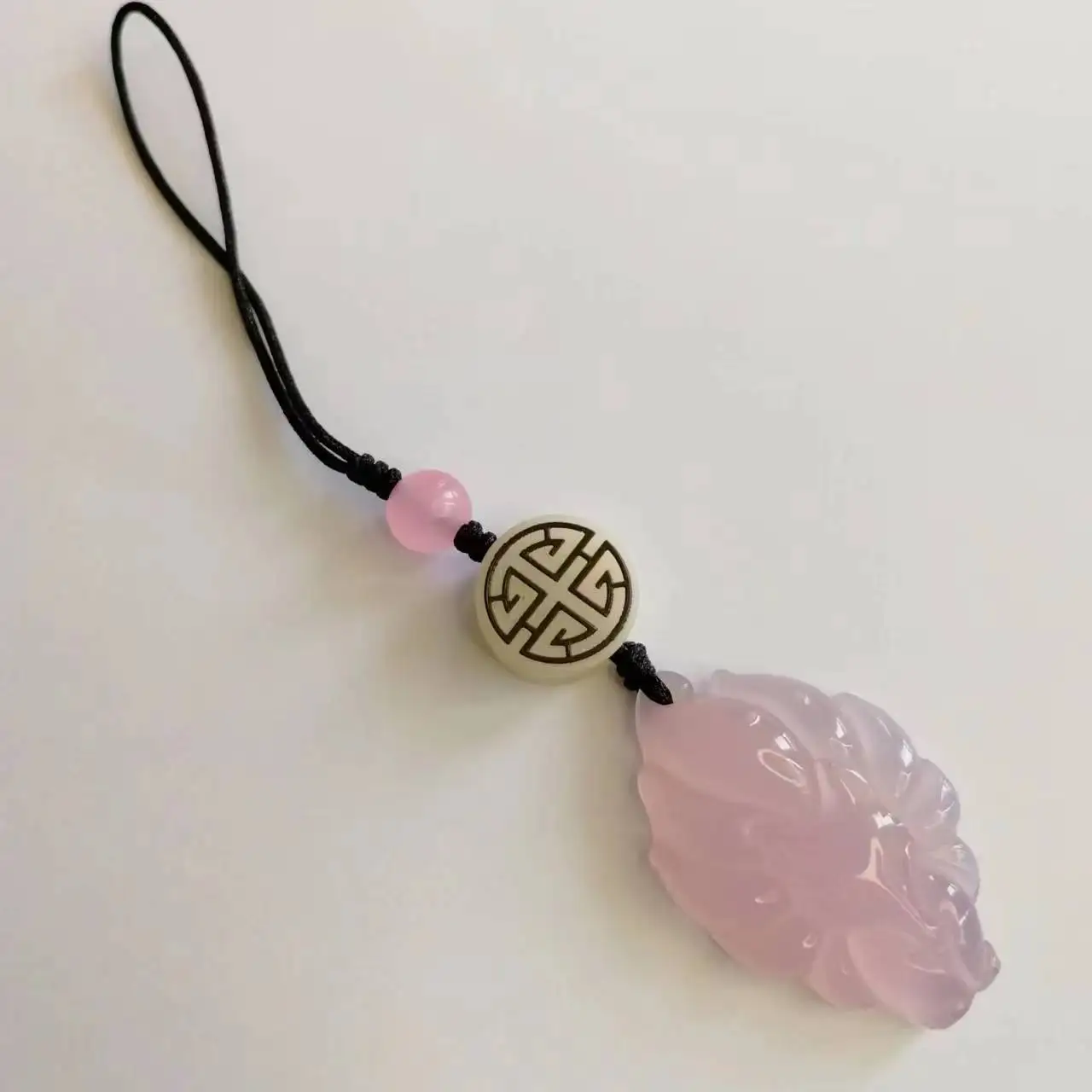 Natural Agate Chalcedony Little Nine-tailed Fox Chain Pendant Phone Chain Telephone Lanyard Cellphone Hanging Rope Women Jewelry