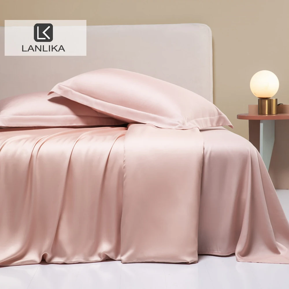 

Lanlika Women Pink Nature 100% Silk Bedding Set Beauty Duvet Cover Flat Sheet Queen King Bed Linen Pillowcase For Sleep Gift