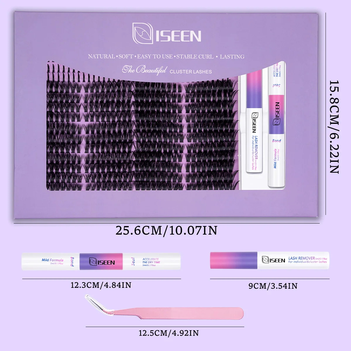 DIY Lash Clusters Kit Spiky Eyelash Manga Fairy Individual Eyelash Extensions with Bond & Seal Lash Tweezer Glue Remover Makeup