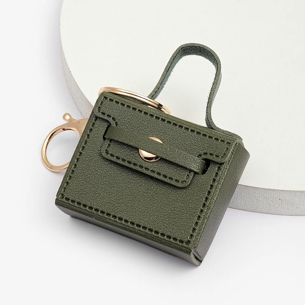 PU Leather Coin Purse Mini Square Bag Keychain Small Wallet Car Keyring Pendant Earphone Bag Accessories for Women Girls