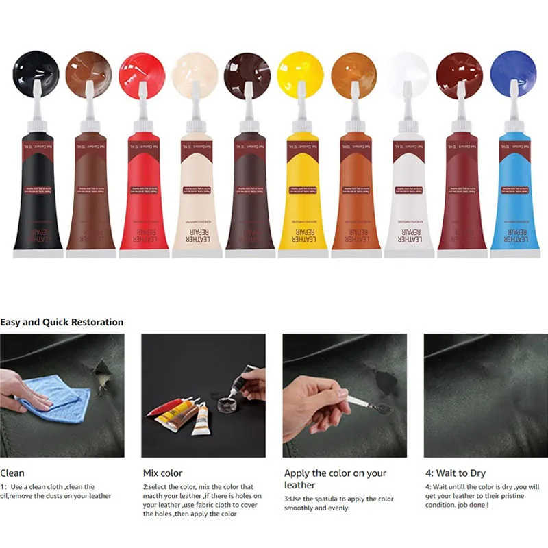 Auto Vinyl and Leather Repair Kit Car Seat Sofa Coats Leather Repair Cream Filler Complementary Refurbishing Car Accessories