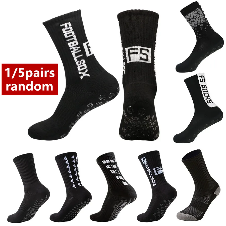 

1/5pairs random mens womens anti slip grip tennis running professional towel bottom breathable shockproof athletic socks